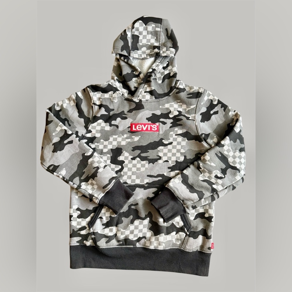 Levis Long Sleeve Front Pocket Camo Print Fleece Boy's Hoodie Size M (10-12)